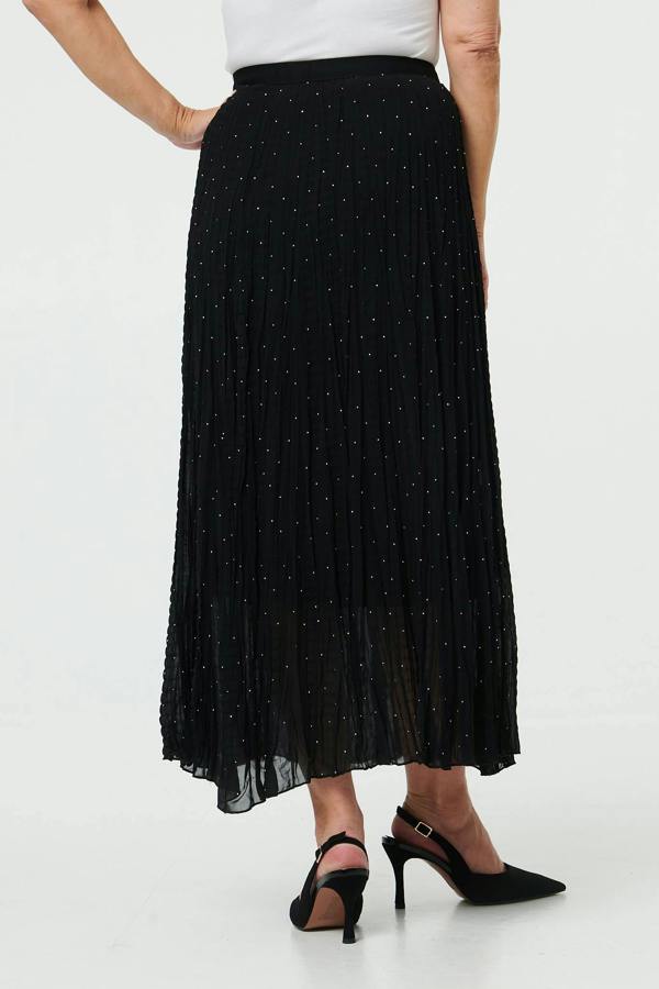 Black | Sparkly Textured High Waist Maxi Skirt