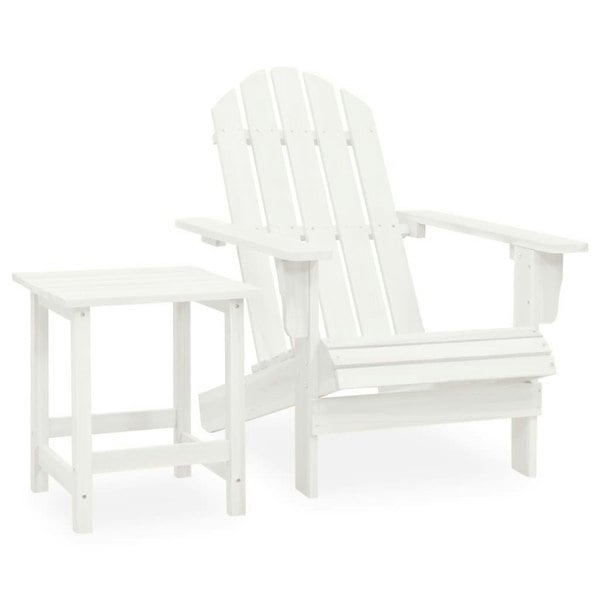 Berkfield Garden Adirondack Chair with Table Solid Fir Wood White