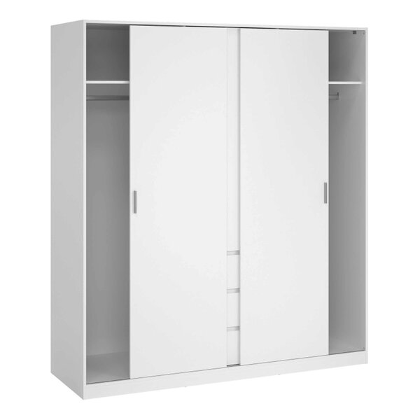 Wyld Haus Budapest White Wooden Wardrobe 3 Doors 3 Drawers