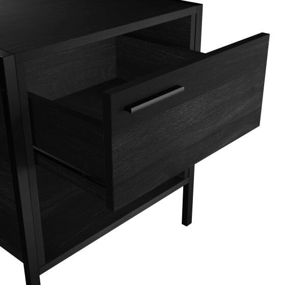 Wyld Haus Ireland Black Wood Effect Bedside Table 2 Drawers