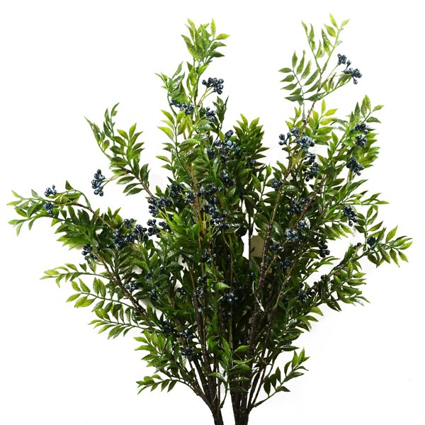 Leaf 6x 70cm Nandina Foliage Blue Berry Spray Artificial