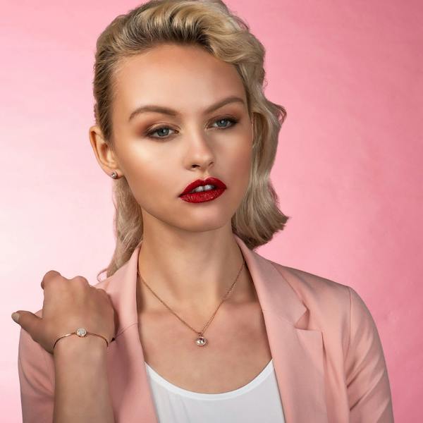 Rose Gold Halo Stud Earrings with Cubic Zirconia Stones - namana.london