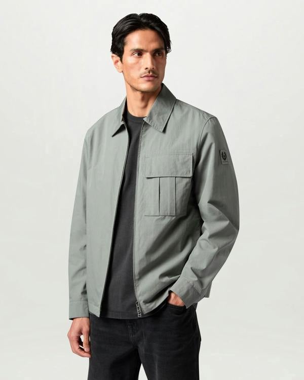 Belstaff Cargo Mens Overshirt in Atlantic Grey, front