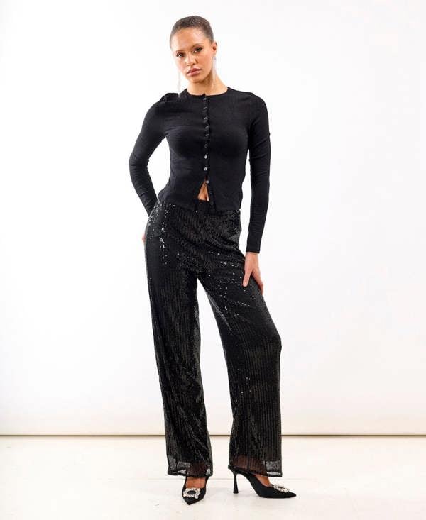 Black Jersey Sequin Trouser