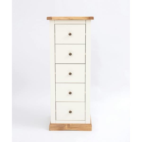 Trevi 5 Drawer Narrow Chest of Drawers Brass Knob