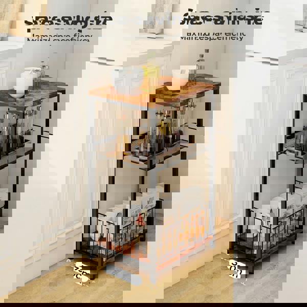 Levede Side Table Bedside End Table 3 Tier Metal Wood Storage Vintage Brown