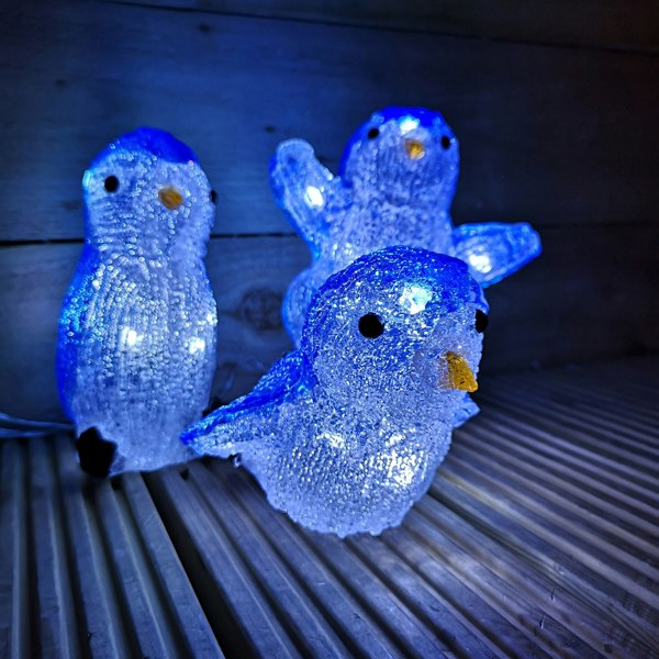 Samuel Alexander 23cm Set of 3 Acrylic Ice White LED Penguins Indoor Outdoor Christmas Decoration