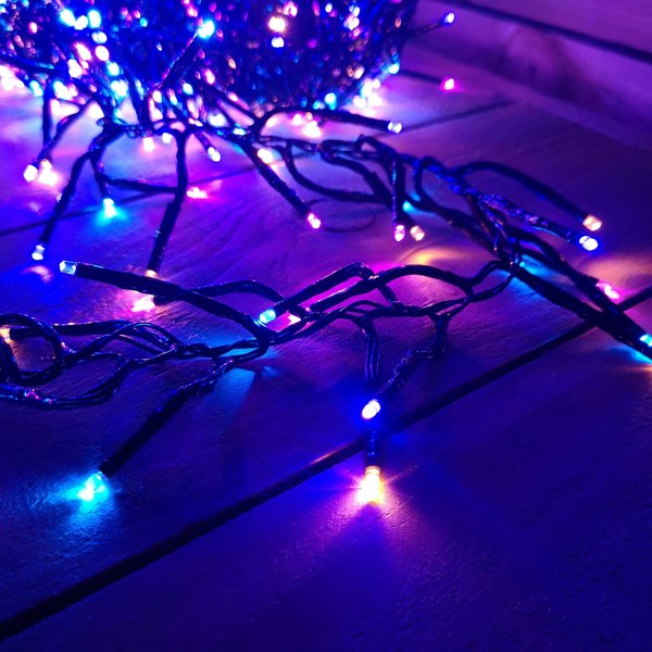 Samuel Alexander 960 LED 12.4m Premier Clusterbrights Indoor Outdoor Multifunction Mains Operated Christmas Cluster Lights with Timer in Rainbow
