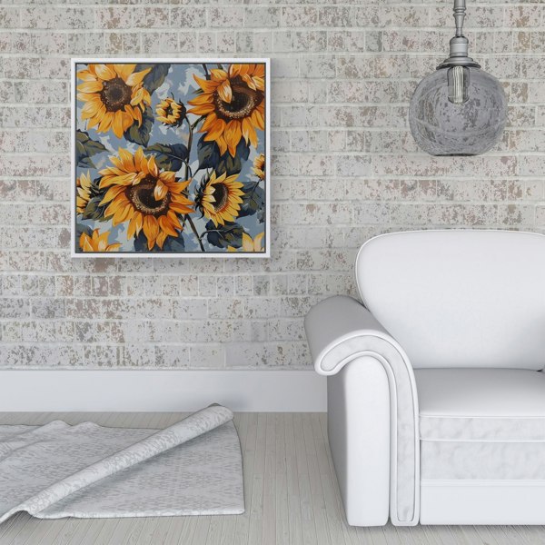 Warren Reed Sunflowers On A Sunny Day Framed Canvas