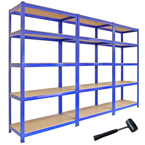 Monster Racking 3 x Monster Racking T-Rax Metal Storage Shelves - Blue 90cm W, 45cm D