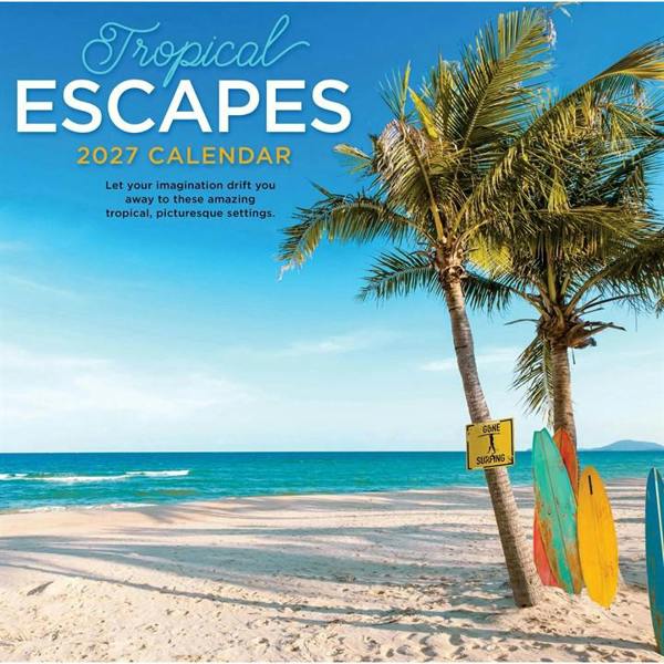 Tropical Escapes Calendar 2027, Wall Calendars, Month To View, Travel, Gift