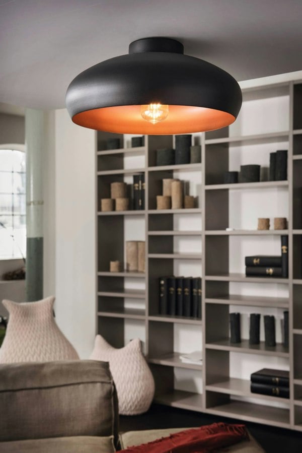EGLO Mogano 1-Light Vintage Black And Copper Ceiling Light