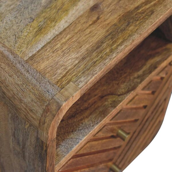 Wyld Haus Alberobello Small Curved Mango Wood Bedside Table