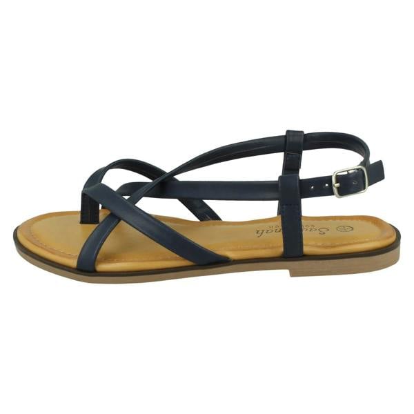 Savannah Ladies Savannah Flat Strappy Toepost Sandal with Buckle Strap F00444