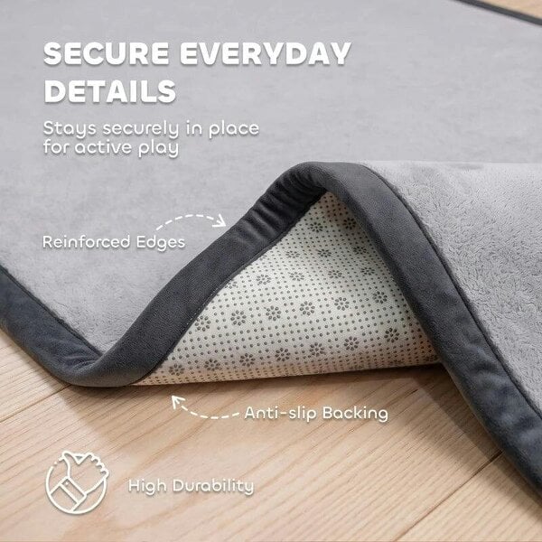 Baby Play Mat, 3CM Thick Foam Playmat Rug, Soft Flannel, Non-Slip, Water Resistant, Easy Care, 127 x 127 cm, Dark Grey
