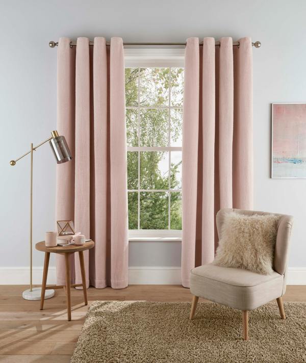 Smart Living Teddy Fleece Eyelet Curtain - Blush