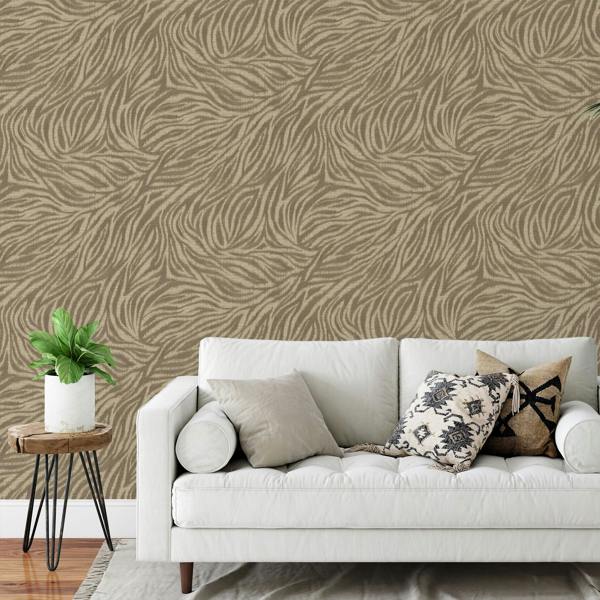 Grandeco Ankara Modern Zebra Print Textured Wallpaper, Deep Neutral