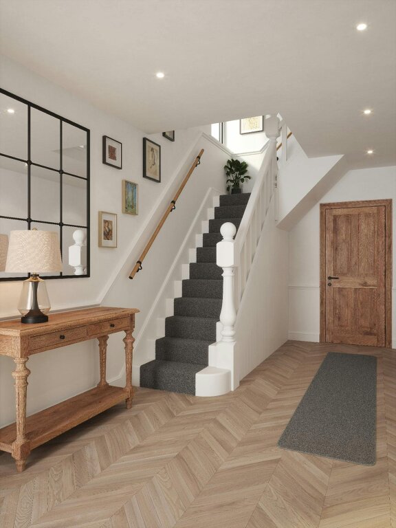 Handrails Direct Stoneleigh Red Oak Straight Flight Handrail - Stoneleigh Red Oak - Kineton Matt Black