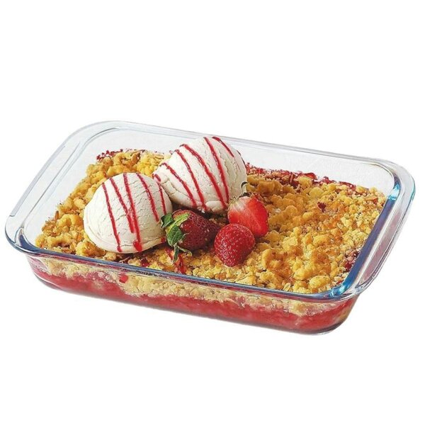 Dyzi 3L Borosilicate Glass Rectangular Baking Tray Oven Roasting Dish
