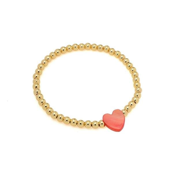 Say It With Children's Coral Heart Ball Bracelet - Yellow Gold