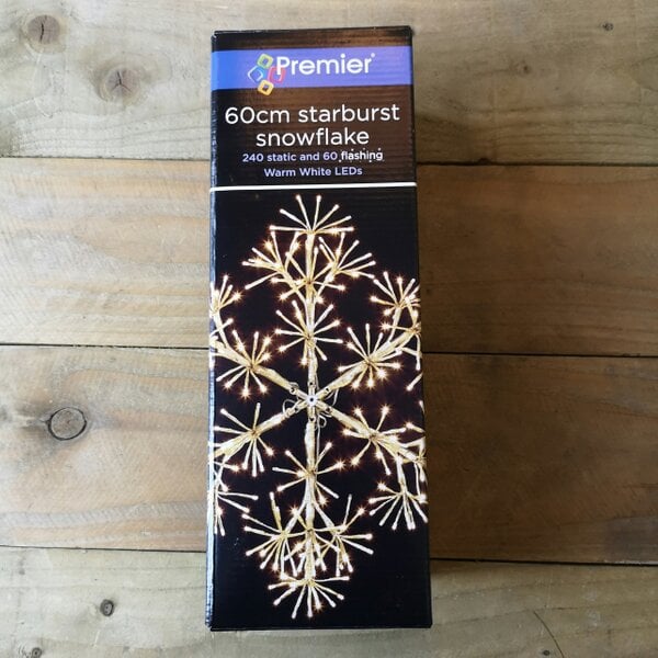 Samuel Alexander 60cm Gold Starburst Snowflake Wall Window Decoration with 300 Warm White LEDs