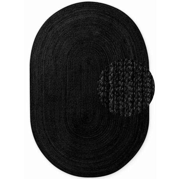 Braided Jute Rug Round Rangpur Black
