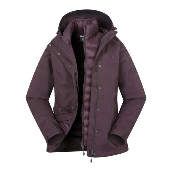 Mountain Warehouse Womens/Ladies Alaskan 3 in 1 Padded Jacket - Dark Burgundy - 
