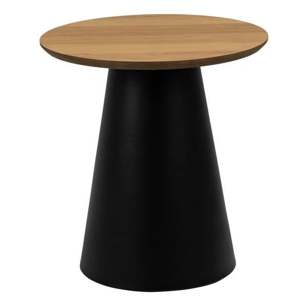 Wyld Haus Hamburg Round Oak Veneer Coffee Table Black Steel Pillar Base