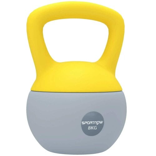 Bobobiy SPORTNOW 8KG Soft Kettlebell, Kettlebell with Non-Slip Handle for Home Gym, Weight Lifting, Strength Training, Yellow/Grey