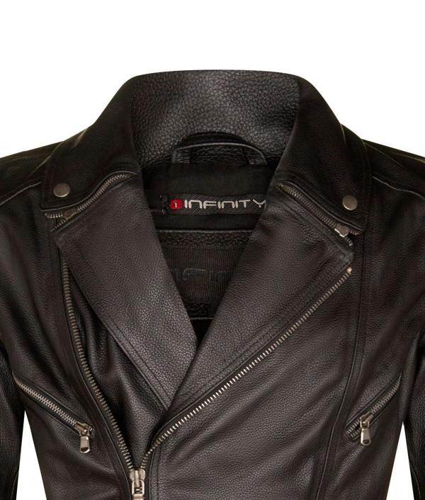 Infinity Leather Mens Cross Zip Mid-Length CE Armour Biker Jacket