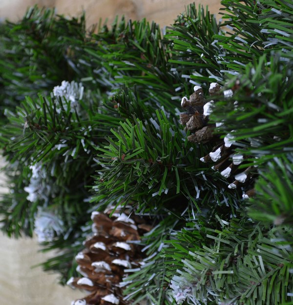 Samuel Alexander 90cm Snow King Fir Christmas Swag Garland with Pine Cones & Snow Tips