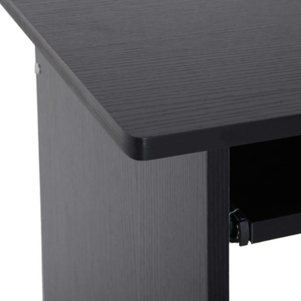Dyzi Compact Computer Desk with Keyboard Tray 2 Storage Shelves Black