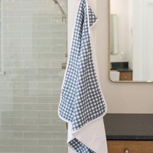 Lulujo - Hooded Towel - Navy Gingham