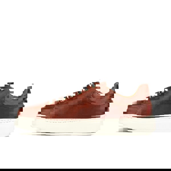 Embassy London Sun City - Brown - Men's white sole trainer in brown soft leather