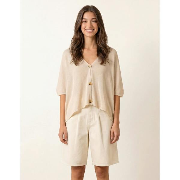 Blue Vanilla Thin Knit Button Front Boxy Cardigan