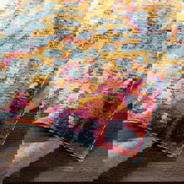 Livabliss Floransa-Abstract Pink Yellow Blue Grey Modern Marble Rug