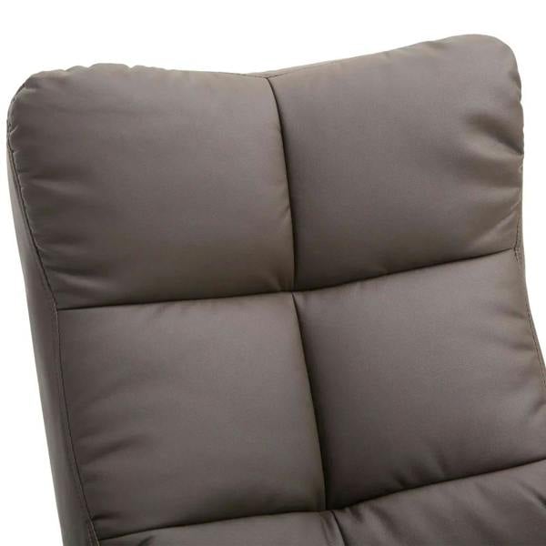 Brown PU leather recliner backrest with stitched cushion panels and smooth arm-to-back curve