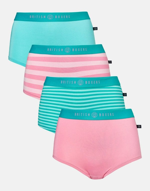 British Boxers Multipack 4 Pairs of Bamboo Hipster Boxer Briefs – Ice Cream Parlour