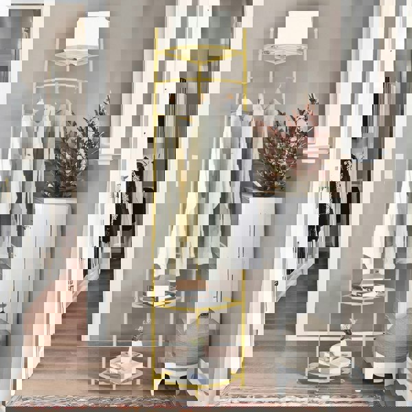 Rafaelo Mobilia Corner Coat Stand With Shelves Gold