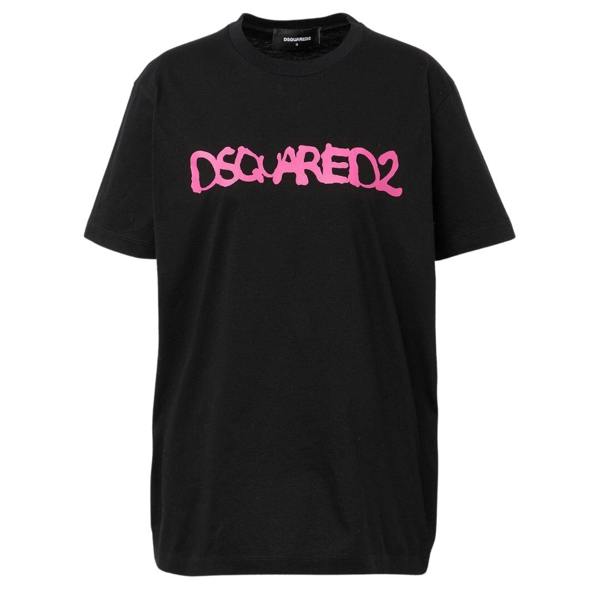 DSQUARED2 Graffiti Spray Logo Black  T-Shirt XS