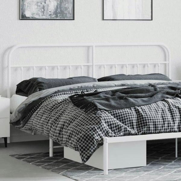 Berkfield Metal Headboard White 200 cm
