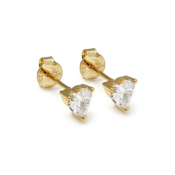 Say It With Stone Heart Earrings - Yellow Gold Plated