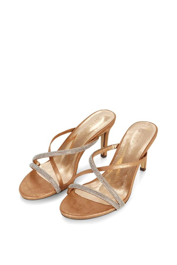XY LONDON Diamante Cross Over Strappy Sandal Stiletto High Mule Heels