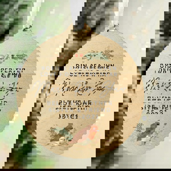 Personalised Memento Company Personalised Robin Memorial Round Wooden Decoration