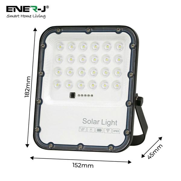 ENER-J 50W LED Floodlight Outdoor with Solar Panel, IP65 Waterproof, 1100 Lumens, Wall Light Work Lighting for Garage, Garden, Warehouse etc