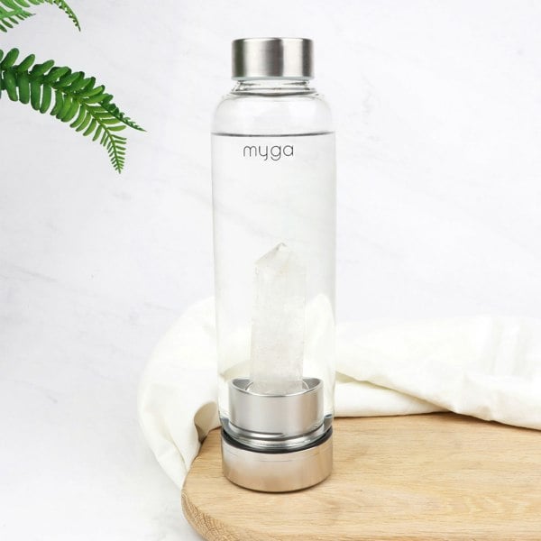 Myga Clear Quartz Crystal Glass Water Bottle