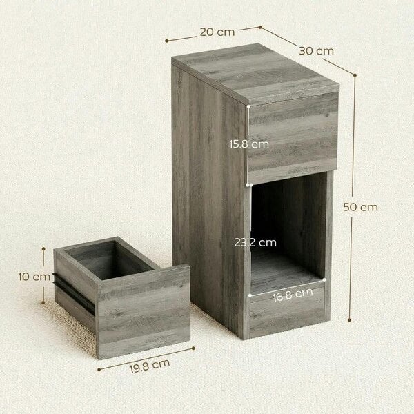 Set of Two Modern Storage Bedside Tables - Grey