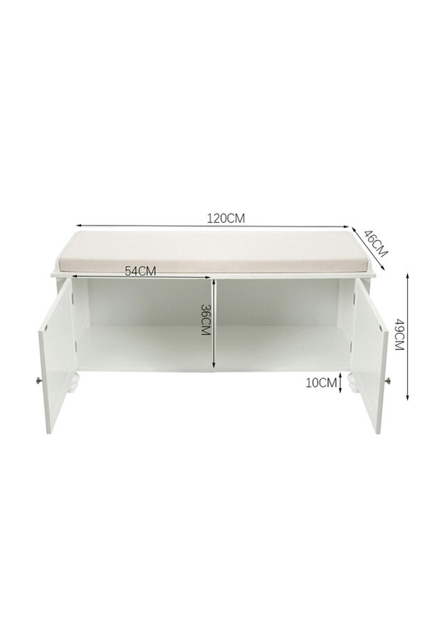 Living and Home White Shoe Cabinet Storage Bench with Linen Cushion