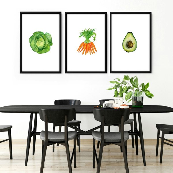 Artwork for the kitchen | Set of 3 framed wall art