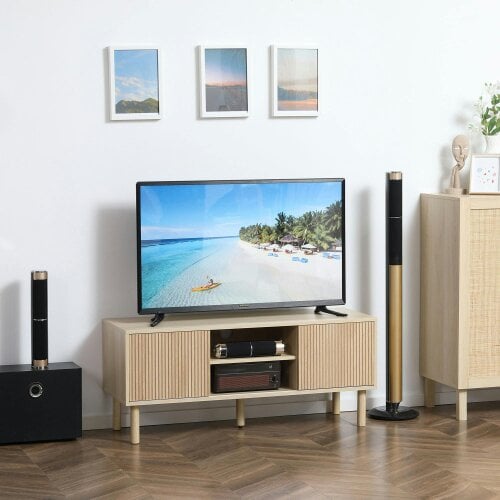 Wyld Haus Rodo Wooden Oak Effect TV Storage Unit With Sliding Door Design